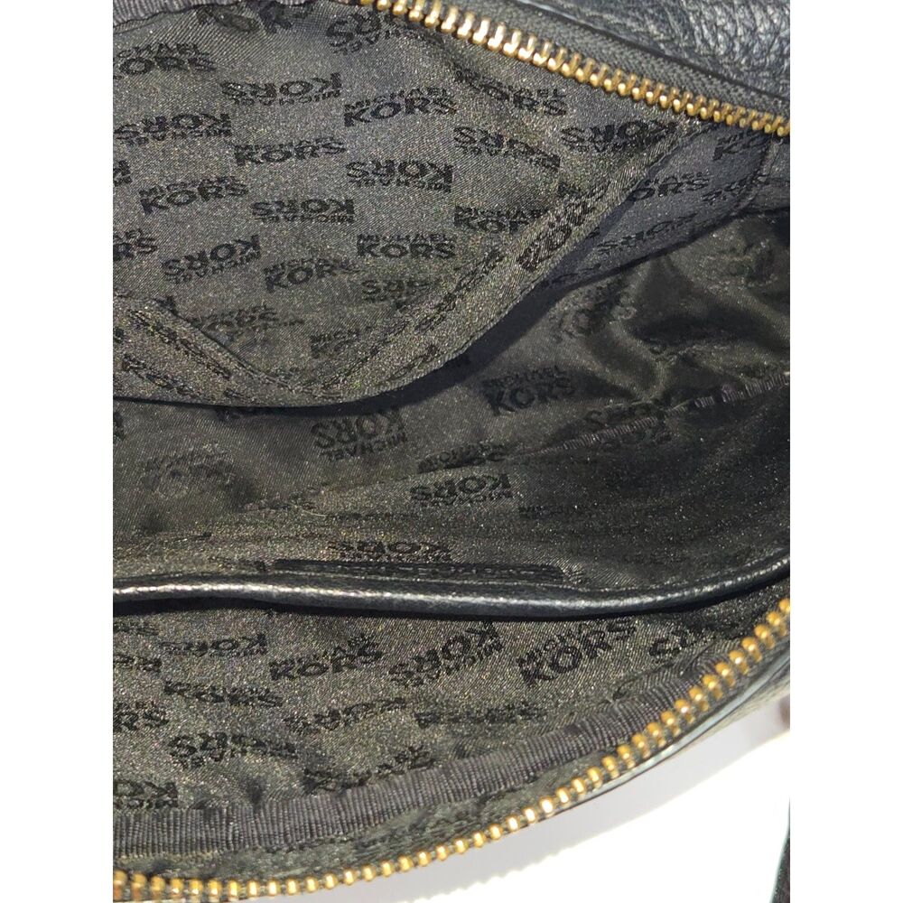Michael Kors Fulton Crossbody & Pouch Bundle | Black Pebbled Leather | Gold - Picture 3 of 16